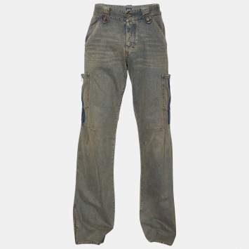 Pre Owned D&G Grey Denim Distressed Straight Leg Jeans L