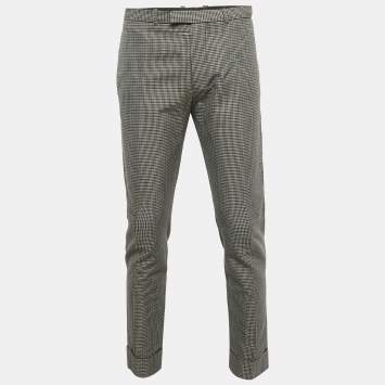 Pre Owned Diesel Black Gold Grey Houndstooth Pants L/Waist 36"