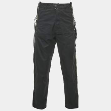 Pre Owned بنطلون ديزل أسود الدينيم بتفاصيل سحاب مقاس كبير خصر 34 بوصة