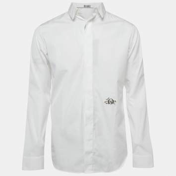 Pre Owned Dior Homme X Cactus White Logo Applique Cotton Shirt M