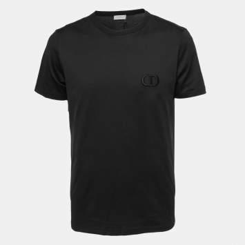 Pre Owned Dior Homme Black CD Icon Embroidered Cotton Crew Neck T-Shirt L