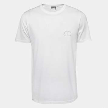 Pre Owned Dior Homme White CD Icon Embroidered Cotton Crew Neck T-Shirt M