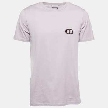 Pre Owned Dior Homme Pale Pink CD Icon Logo Embroidered Cotton Crew Neck T-Shirt M