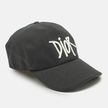 Pre Owned Dior Homme Black Logo Embroidered Cotton Baseball Cap S