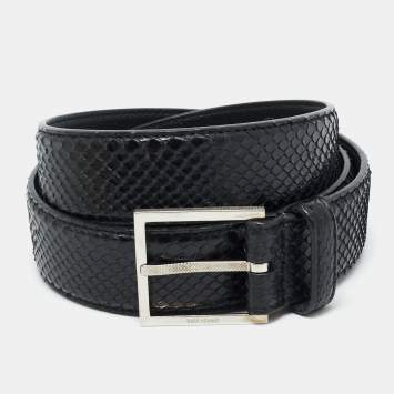 Pre Owned Dior Homme Buckle 95CM Belt Black Snakeskin 