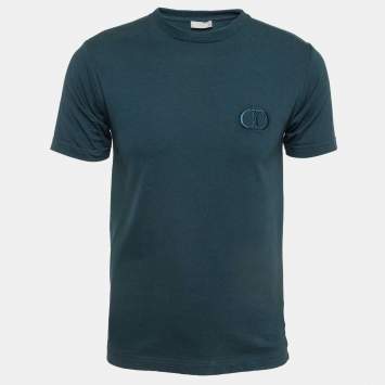 Pre Owned Dior Homme Teal Blue CD Icon Cotton T-Shirt XS