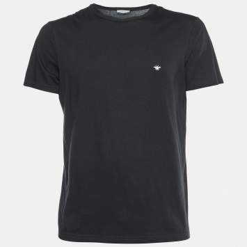 Pre Owned Dior Homme Black Bee Embroidered Cotton Knit T-Shirt M