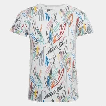 Pre Owned Dior Homme White Printed Cotton Short Sleeve T-Shirt XS