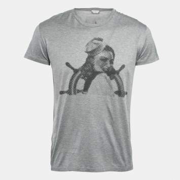Pre Owned Dior Homme Grey Printed Cotton Jersey T-Shirt XS