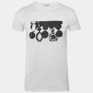 Pre Owned Dior HoMme White Printed Jersey T-Shirt XS