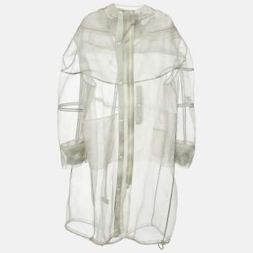 Pre Owned Dior Homme Sage Green Sheer Tulle Hooded Long  Jacket M