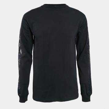 Pre Owned Dior Homme Blue Oblique Print Sleeve Cotton Knit Sweatshirt XS