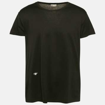 Pre Owned Dior Home Black Bee Embroidered Jersey Crew Neck T-Shirt XL