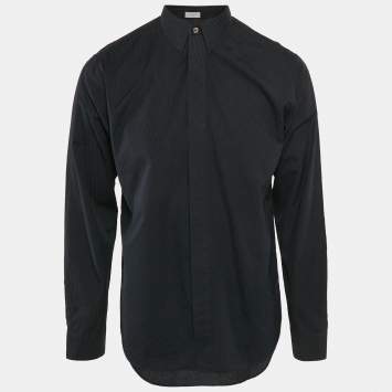 Pre Owned Dior Homme Black Logo Jacquard Cotton Full Sleeve Shirt L