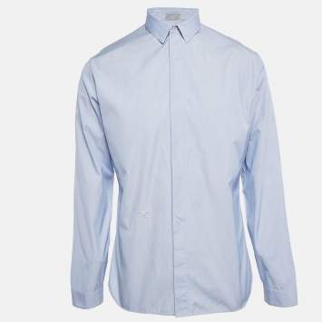 Pre Owned Dior Homme Blue Cotton Button Front Shirt XL