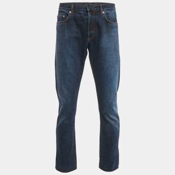 Pre Owned Dior Homme Dark Blue Washed Denim Jeans L Waist 34"