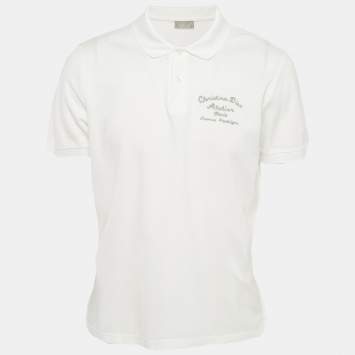 Pre Owned Dior Homme White Atelier Embroidered Pique Polo T-Shirt XL