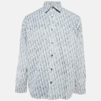 Pre Owned Dior Homme Blue Oblique Denim Long Sleeve Shirt M