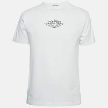Pre Owned Dior Homme x Air Jordan Logo Embroidery White Crew Neck T-Shirt M