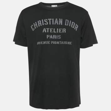 Pre Owned Dior Homme Black Printed Crewneck T-Shirt L