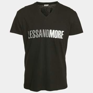 Pre Owned Dior Homme Black Printed Jersey V-Neck T-Shirt S