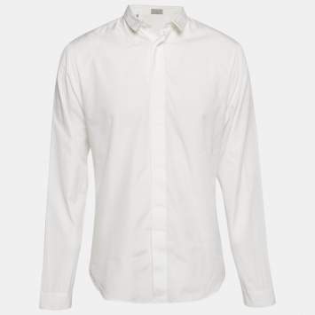 Pre Owned Dior Homme White Cotton Slim Fit Shirt L