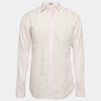 Pre Owned Dior Homme Pink Cotton Button Front Shirt M