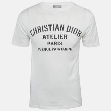 Pre Owned Dior Homme White Printed Jersey Crewneck T-Shirt XS