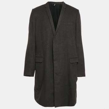 Pre Owned Dior Homme Black Cashmere Felt Coat XXL