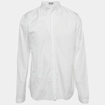 Pre Owned Dior Homme White Contrast Stitch Cotton Long Sleeve Shirt L