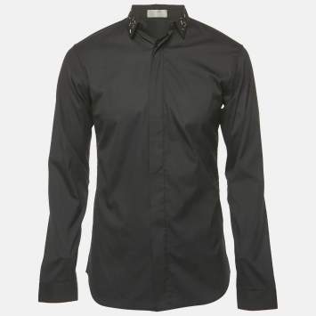 Dior Homme Black Studded Collar Cotton Shirt S