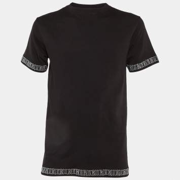 Pre Owned Dior Homme X Stussy Black Cotton Logo Embroidered Crew Neck T-Shirt XS