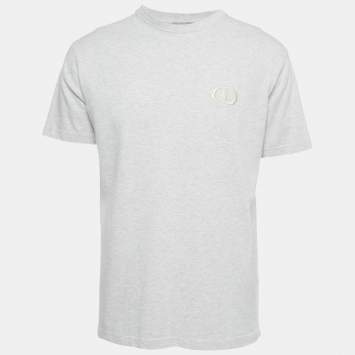 Dior Homme Light Grey Mélange  Logo Embroidery Cotton Crew Neck T-Shirt S