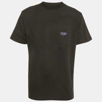 Pre Owned Dior Homme Black CD Embroidered Jersey T-Shirt L