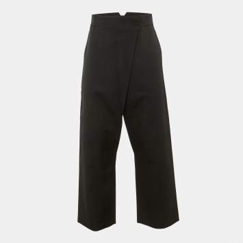 Pre Owned Dior Homme Black Wool Wrap Wide Leg Trousers S