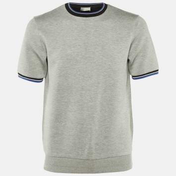Pre Owned Dior Homme Grey Jersey Contrast Detail Crew Neck T-Shirt M