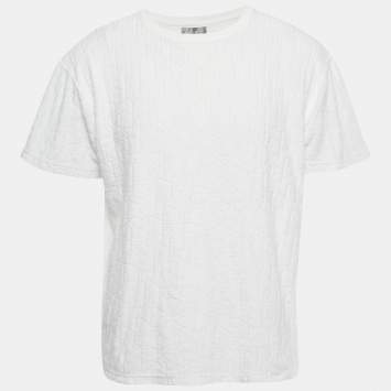 Pre Owned Dior Homme White Oblique Terry Cotton T-Shirt M