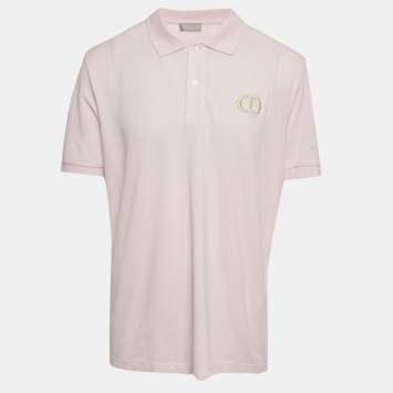 Pre Owned Dior Homme Pink CD Embroidered Pique Polo T-Shirt 3XL