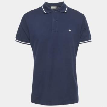 Pre Owned Dior Homme Blue Pique Polo T-Shirt XXL