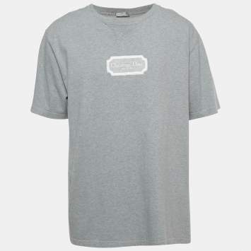 Pre Owned Dior Homme Grey Embroidered Cotton Jersey T-Shirt XXL