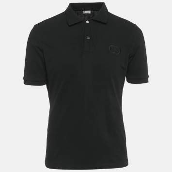 Pre Owned Dior Homme Black CD Embroidered Pique Polo T-Shirt XXL