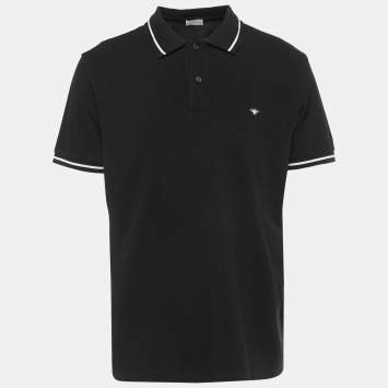 Pre Owned Dior Homme Black Bee Embroidered Pique Polo T-Shirt XXXL