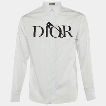 Pre Owned Dior Homme X Judy Blame White Logo Safety Pin Cotton Long Sleeve Shirt S