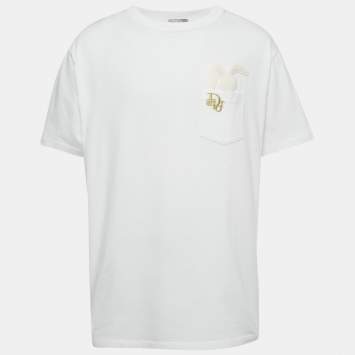 Pre Owned Dior Homme White Bunny Applique Jersey T-Shirt XL