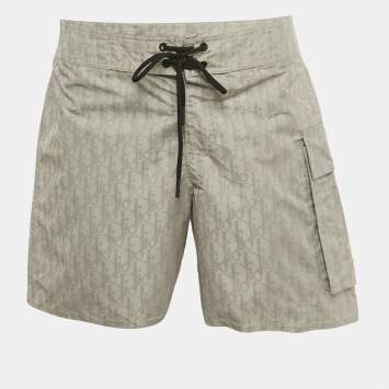 Pre Owned Dior Homme Grey Oblique Synthetic Shorts M