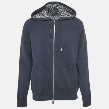 Pre Owned Dior Homme Blue Cotton Zip-Up Hoodie L