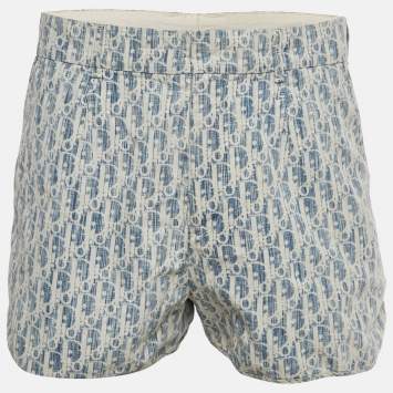 Pre Owned Dior Homme Blue Oblique Cotton Shorts M