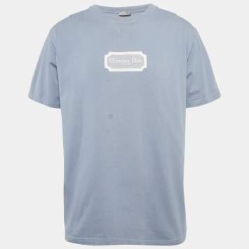 Pre Owned تي شيرت ديور هوم X دينم تيرز قطن أخضر زيتوني مورد بالشعار مقاس صغير جدًا جدًا - إكس إكس سمول