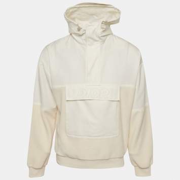 مملوكة مسبقًا Dior Homme White/Cream Cotton and Fleece Hoodie S