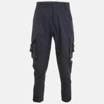 Pre Owned Dior Homme Blue Cotton Blend Cargo Pants L